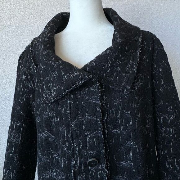 Transit Par Such Black Duster Cardigan Large Collar Pockets Sweater Size Small - Picture 3 of 9